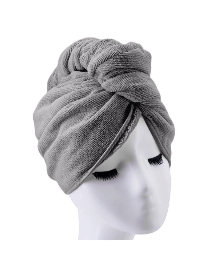 POLYTE Microfiber Hair Turban Wrap Drying Towel (12x28 Large, 2 Dark Gray) - Image 2