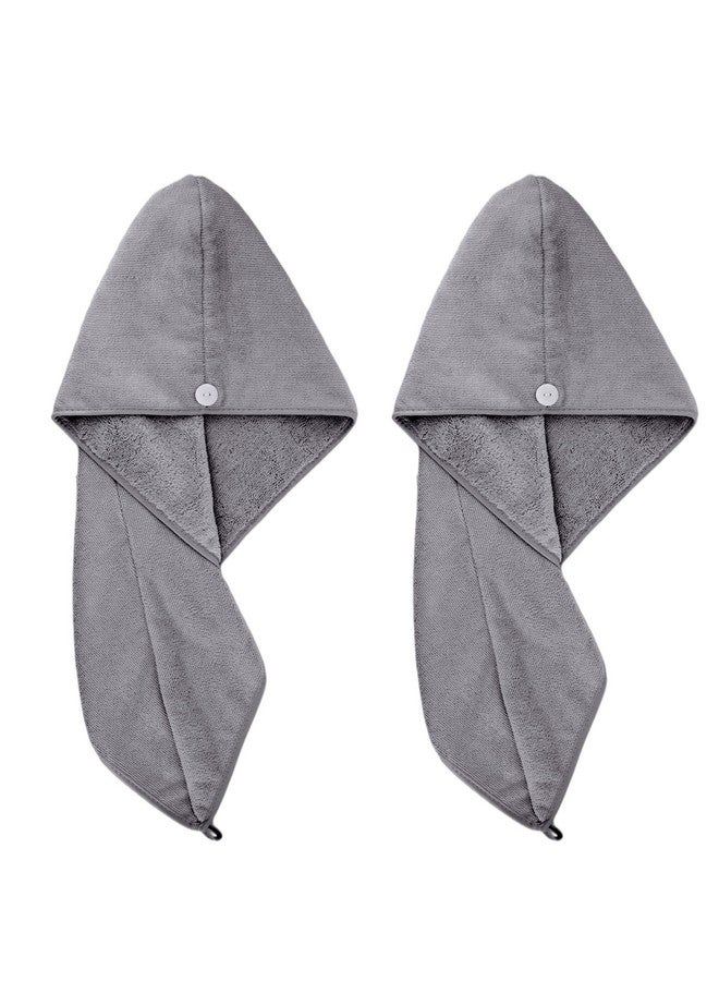 POLYTE Microfiber Hair Turban Wrap Drying Towel (12x28 Large, 2 Dark Gray) - Image 1