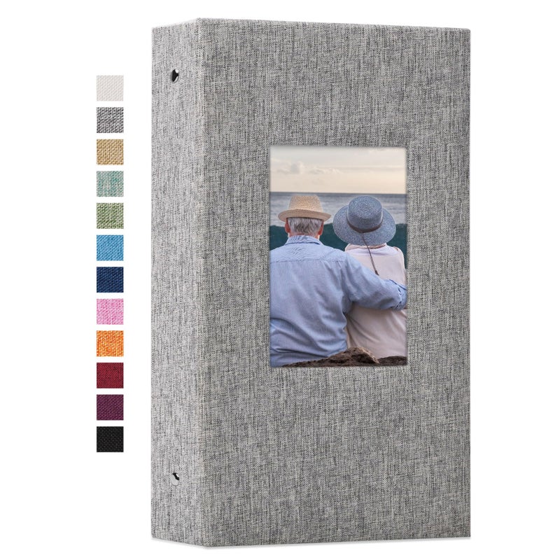Vienrose Photo Album 4x6 with 300 Pockets Fabric Linen Cover Photo Book Slip-in Picture Albums for Baby Wedding Family Grey - Image 1