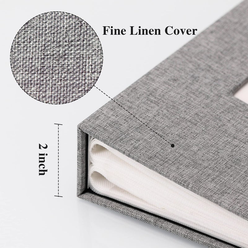 Vienrose Photo Album 4x6 with 300 Pockets Fabric Linen Cover Photo Book Slip-in Picture Albums for Baby Wedding Family Grey - Image 4