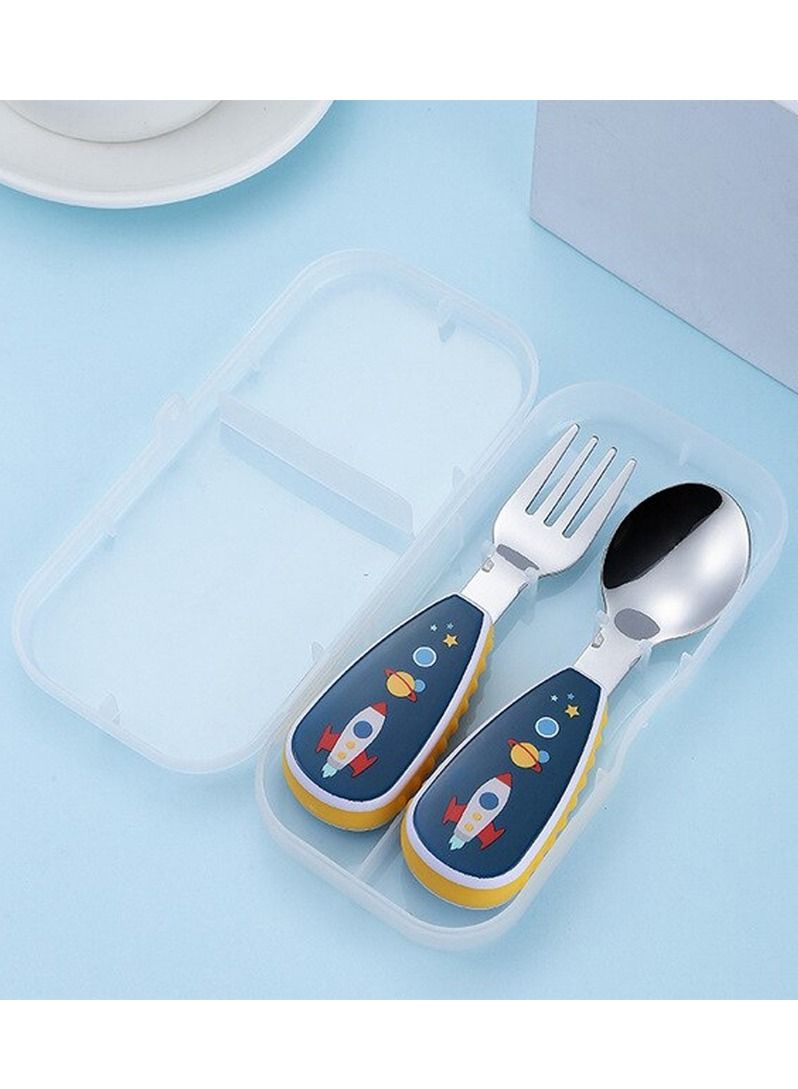Brain Giggles Brain Giggles Space Design Kids Cutlery Set with Case  - Image 3