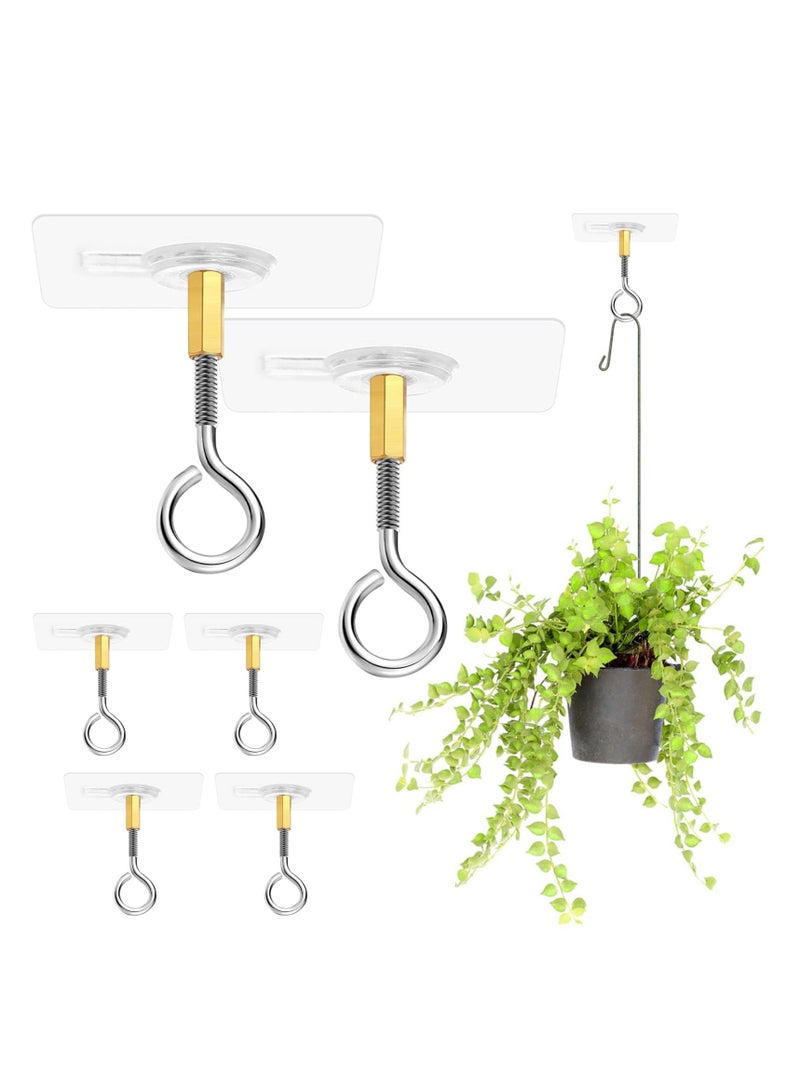 Zikra 12 Pcs Self Adhesive Ceiling Hooks ,No Drilling Ceiling Hooks Stainless Steel Eye Hooks ,for Hanging Small Plants Ceiling Decoration - Image 1