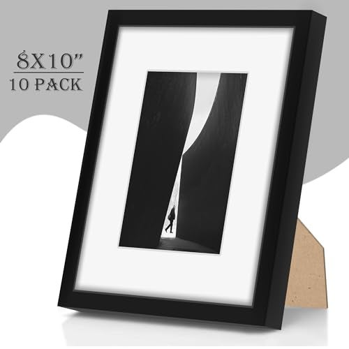 Fisnish 8x10 Picture Frame Sef of 10, Display Pictures 5x7 with Mat or 8 x 10 Without Mat, Photo Frame Collage for Wall Gallery Decor, Hanging or Tabletop Display, Black - Image 2
