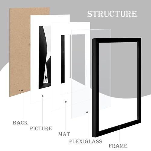 Fisnish 8x10 Picture Frame Sef of 10, Display Pictures 5x7 with Mat or 8 x 10 Without Mat, Photo Frame Collage for Wall Gallery Decor, Hanging or Tabletop Display, Black - Image 5