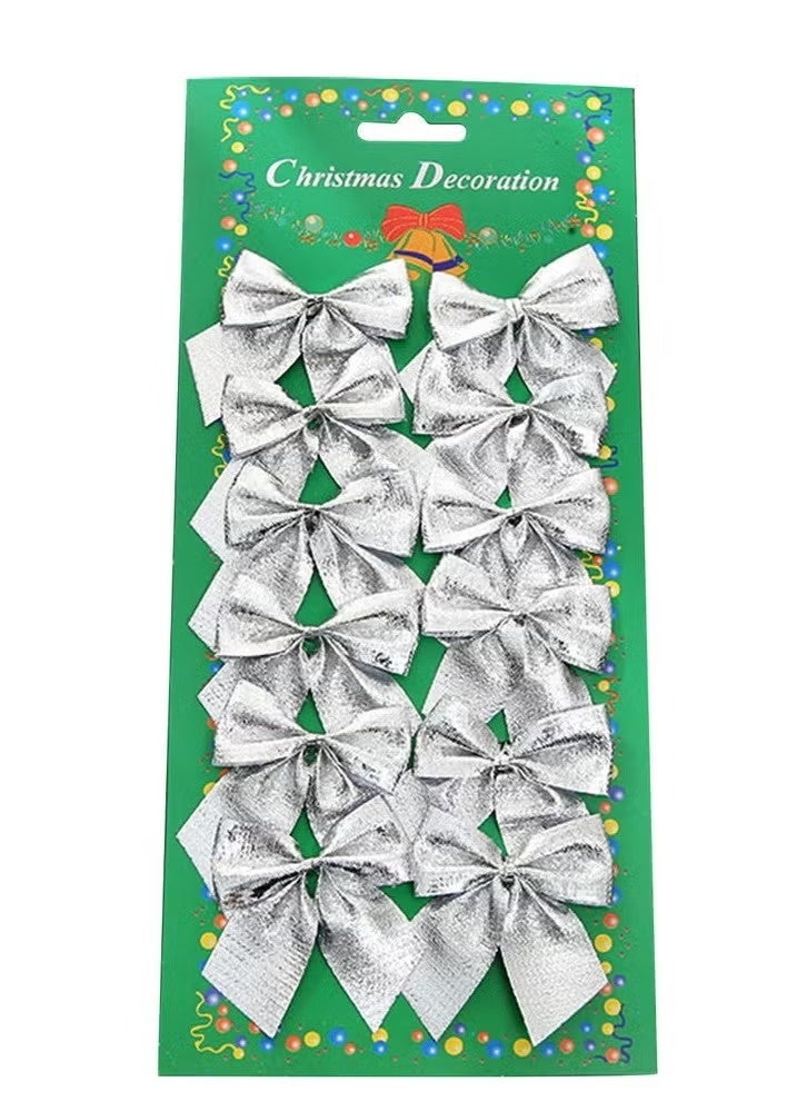 ACLIX Christmas Decorative Accessories Pack Of Three Christmas Tree Ornaments Decor Included 24 Pcs Of Silver Ball 1 Tree Top Star 12 Pieces Of Bow - Image 3