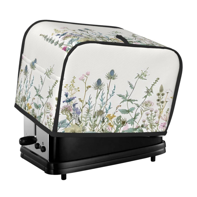 DXTKWL Toaster Cover 2 Slice Wildflowers Leaves Waterproof Appliance Cover with Hang Loop Bread Baker Toaster Cover for Kitchen