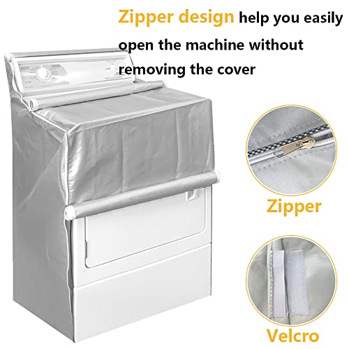 Aksipo 2Pack Washer and Dryer Covers, Portable Washer Cover with Zipper Design Dustproof & Waterproof & Anti-UV Laundry Covers, Washing Machine Cover Fit for Most Top Load Machine(Silver) - Image 4