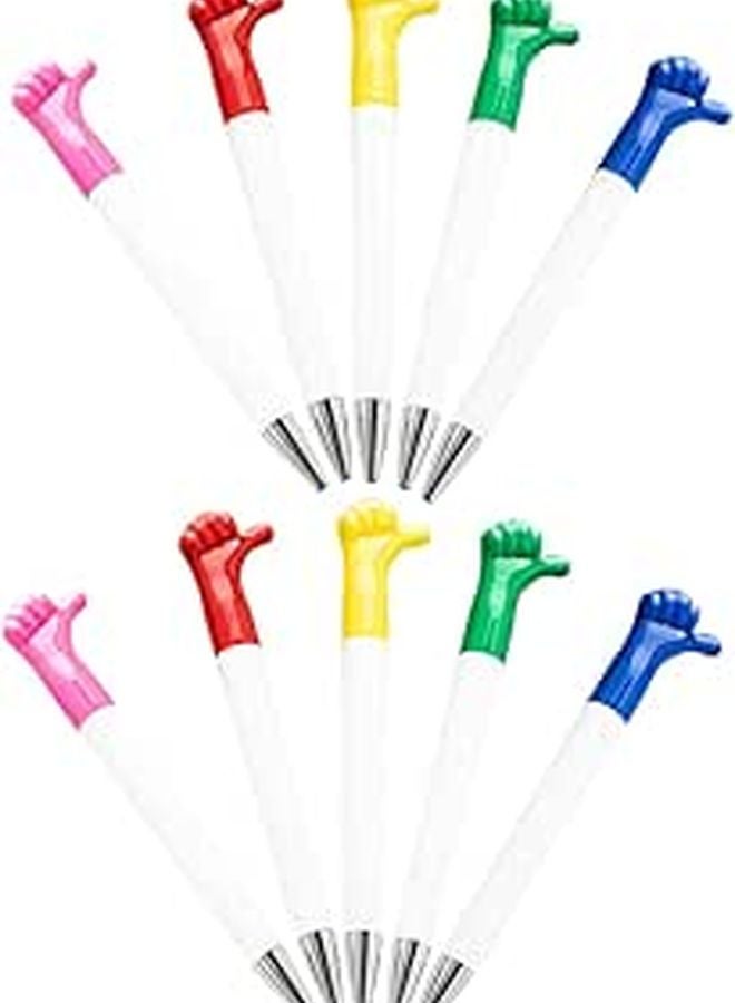 10 Pack Cartoon Hand Gesture Pens with Inspirational Quotes for Adults and Parties - Image 1