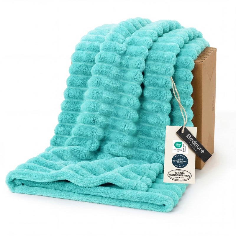 Bedsure GentleSoft Blue Fog Fleece Blanket for Couch - Cozy Soft Blankets for Women, Cute Small Throws for Girls, 50x60 Inches - Image 1