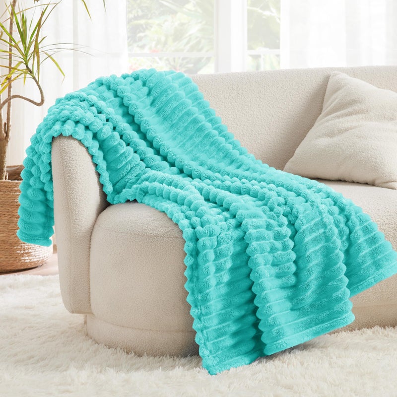 Bedsure GentleSoft Blue Fog Fleece Blanket for Couch - Cozy Soft Blankets for Women, Cute Small Throws for Girls, 50x60 Inches - Image 2