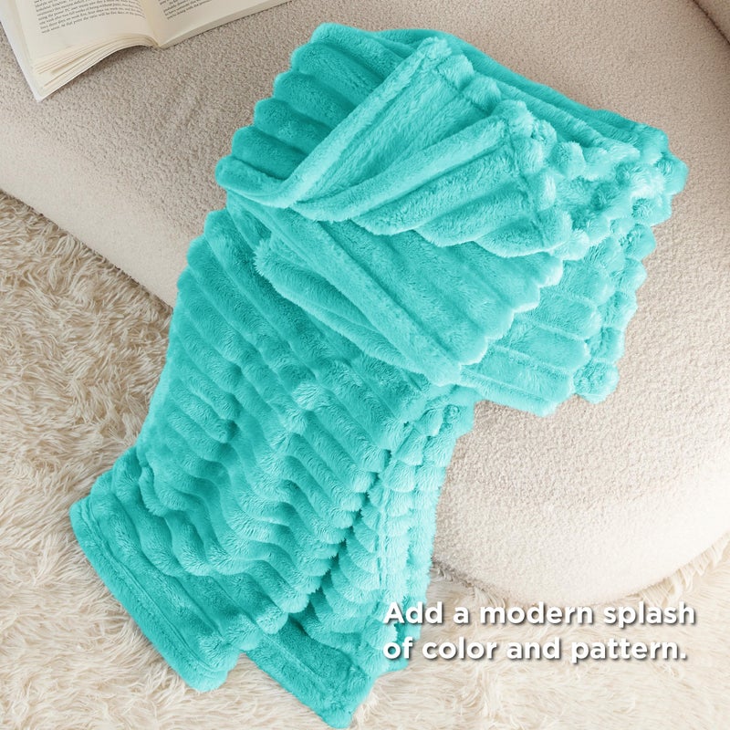 Bedsure GentleSoft Blue Fog Fleece Blanket for Couch - Cozy Soft Blankets for Women, Cute Small Throws for Girls, 50x60 Inches - Image 4