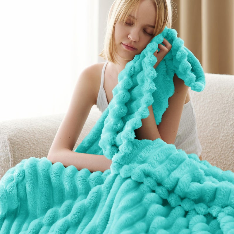 Bedsure GentleSoft Blue Fog Fleece Blanket for Couch - Cozy Soft Blankets for Women, Cute Small Throws for Girls, 50x60 Inches - Image 3