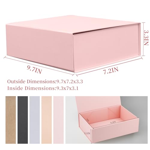 Rsgift Pink Gift Boxes,Collapsible 9.7x7.2x3.3 Inch Gift Box with Lids,Magnetic Closure Matte Textured Finish Box for Wedding,Birthday,Mother's day,Christmas - Image 2