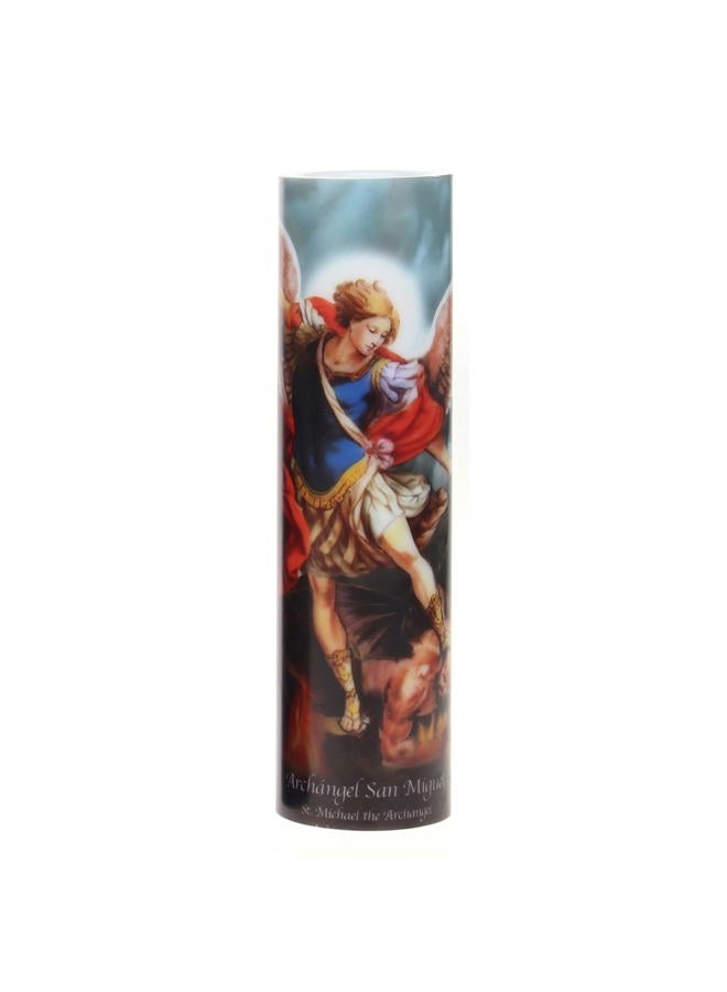 Stonebriar The Saints Collection St. Michael Flickering LED Prayer Candle with Timer, in English and Spanish, Religious Gift Ideas for Family Friends - Image 1