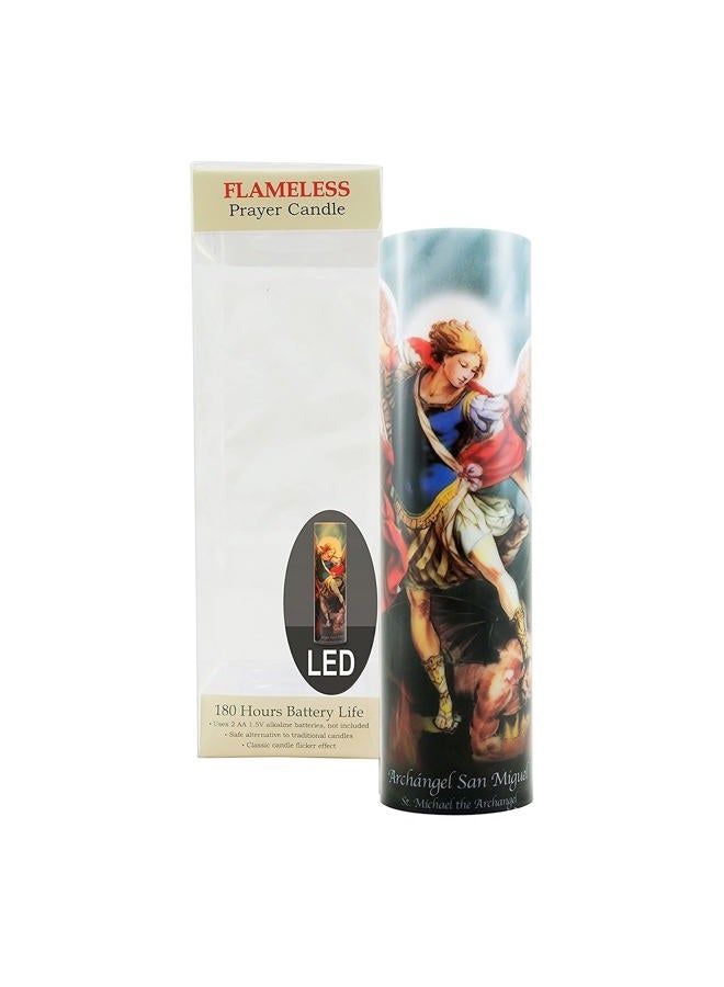 Stonebriar The Saints Collection St. Michael Flickering LED Prayer Candle with Timer, in English and Spanish, Religious Gift Ideas for Family Friends - Image 2