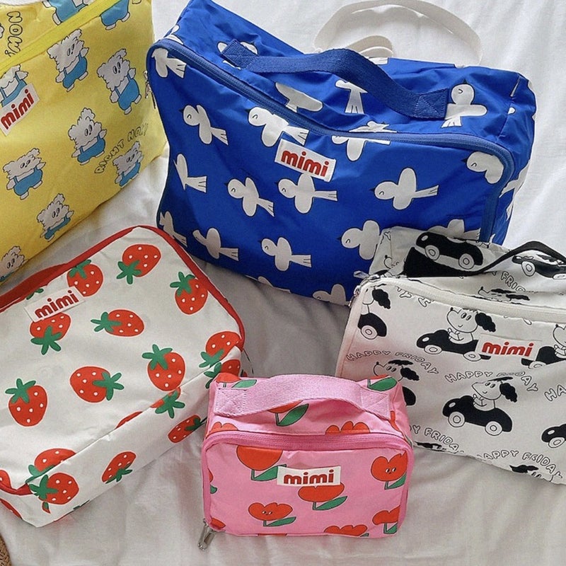 Ins Korean Style Cartoon Printed Portable Baby Toy Clothes Storage Bag For Outgoing Travel Large Capacity Bag Travel Bag - Image 2