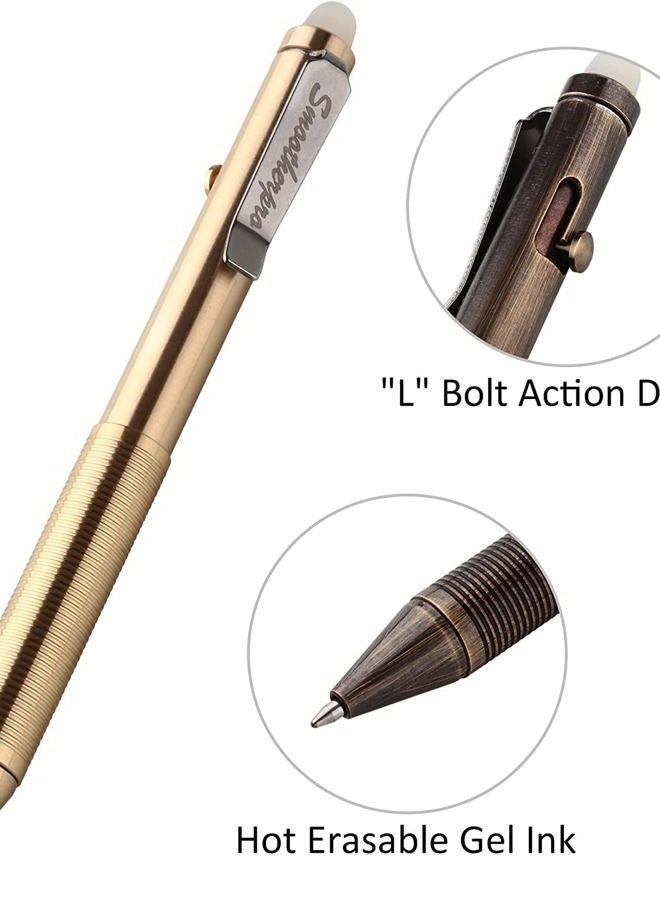 SMOOTHERPRO Erasable Solid Brass Bolt Action Pen Compatible with Pilot FriXion Refill Durable Pen Clip for EDC Pocket Business Collection Retro Black(EP02BK) - Image 3
