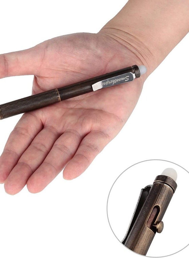 SMOOTHERPRO Erasable Solid Brass Bolt Action Pen Compatible with Pilot FriXion Refill Durable Pen Clip for EDC Pocket Business Collection Retro Black(EP02BK) - Image 5