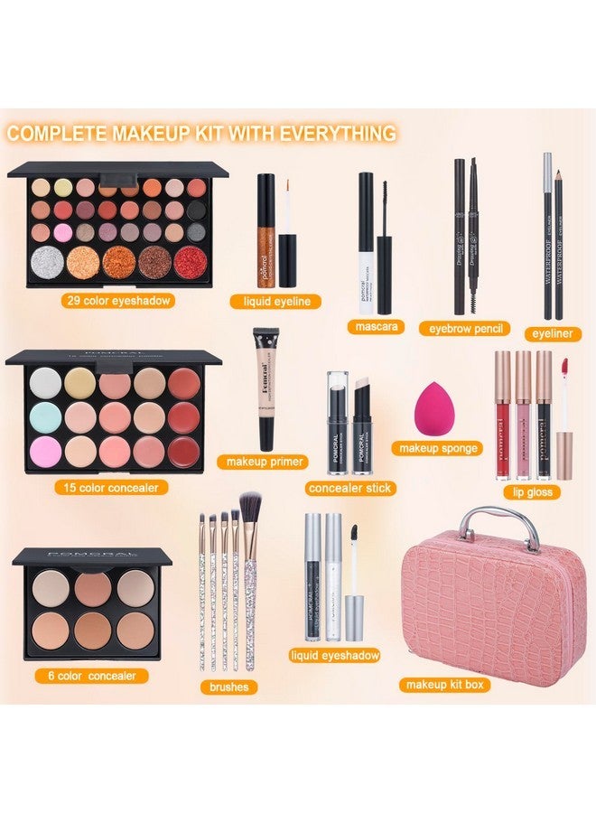 pomcral Professional Makeup Kit,Makeup kit For Girls, Makeup Set For Women Eyeshadow Palettes, Lip Colors, Makeup brush set,Makeup bag (Pink) - Image 2