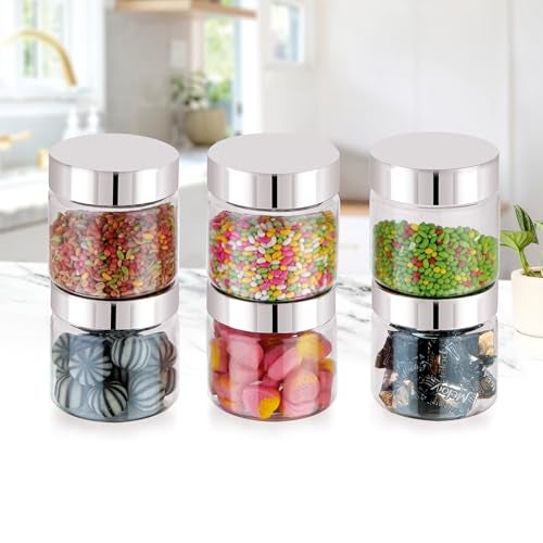 Homeor Plastic Storage Jar & Container, Airtight BPA Free Container for Kitchen Storage, Grocery Kitchen Container, Stackable & Transparent Organizer, Masala Dabba, Multipurpose Jar, 200 ML Set 6 - Image 4
