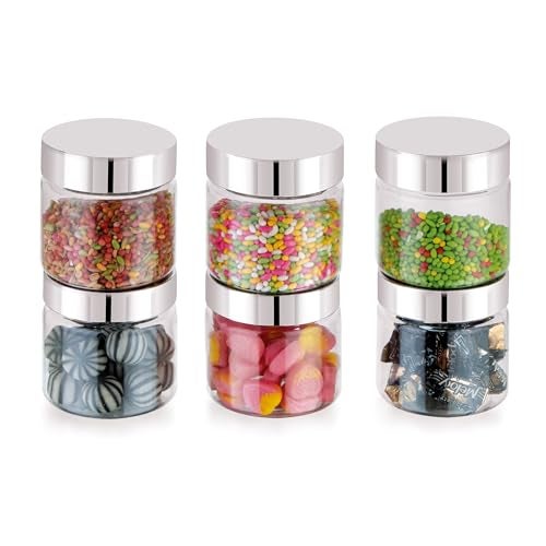 Homeor Plastic Storage Jar & Container, Airtight BPA Free Container for Kitchen Storage, Grocery Kitchen Container, Stackable & Transparent Organizer, Masala Dabba, Multipurpose Jar, 200 ML Set 6 - Image 1