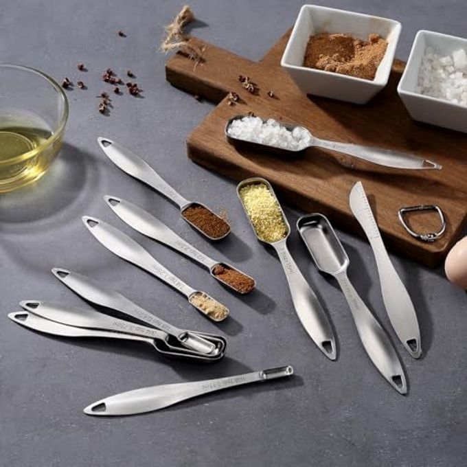 Lucksury 18/8 Stainless Steel Measuring Spoons Set of 16 Pieces, Includes 10 Narrow, 1 Leveler and 5 Mini Spoons - Image 5