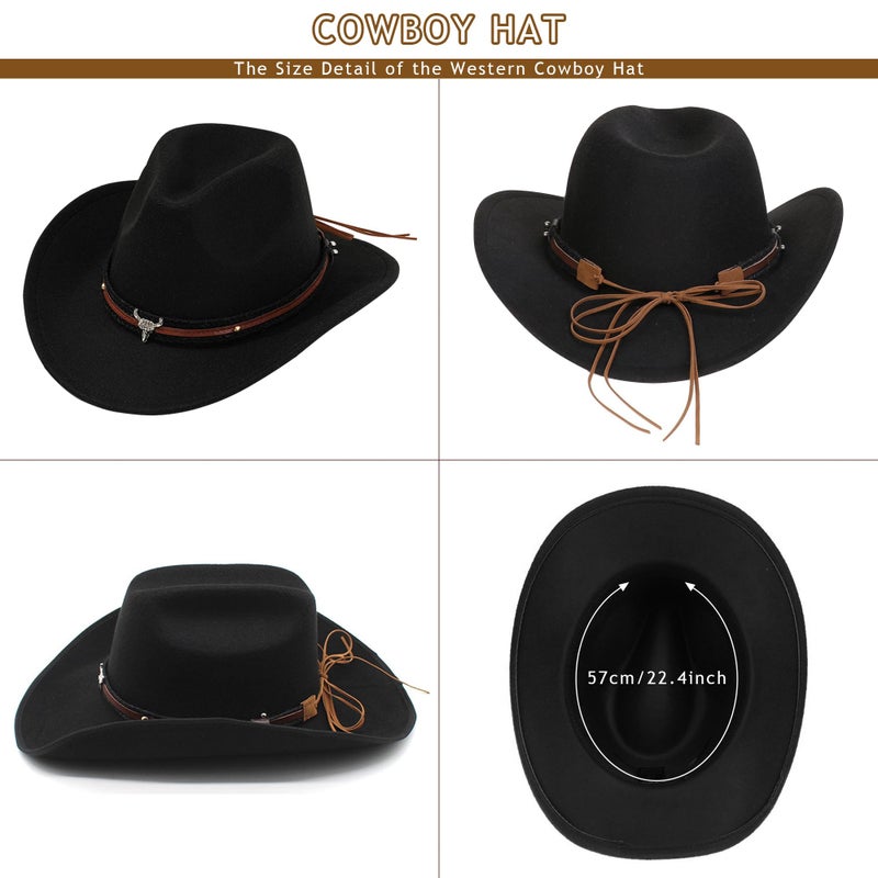 FEYIR Western Cowgirl Outfit for Women Cowboy Hat Bandana Earrings Belt for Halloween Cosplay Cowgirl Costume Accessories - Image 4