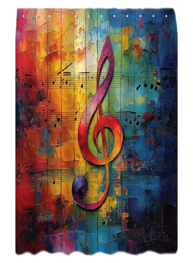 BST Modern Music Note Shower Curtain Colorful Graffiti Creative Plank Stripes Watercolor Bath Curtain - Image 1