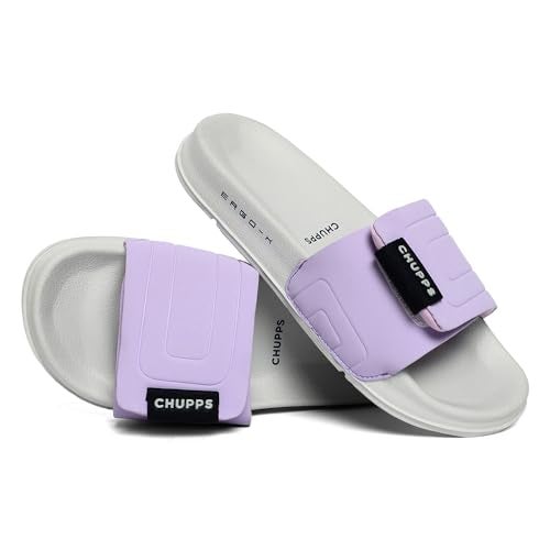 CHUPPS Quilt Bloom Purple & Grey Drift Orthopedic Slippers | Soft Footpharma Footbed | Breathable Ventilation Holes | Lightweight Flip Flops | Anti-Skid Chappals for Everyday For Womens - Image 1