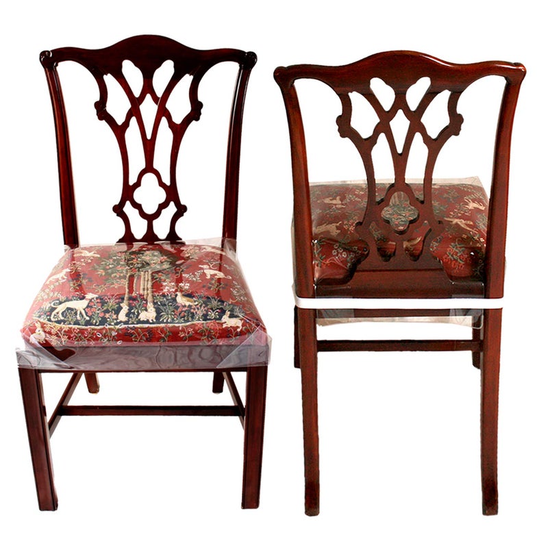 LAMINET New & Improved Deluxe Heavy-Duty Waterproof Spill Resistant Removable Crystal-Clear Plastic Adjustable Patented Chair Seat Protector - Fits Chair Seats Up to 21â€³ x 21â€³ - Set of 2 - Image 2