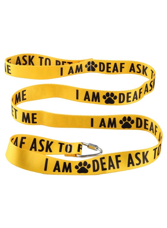 BLUPARK Funny Dog Leash Sleeve 'I Am Deaf Ask to Pet Me' - Dog & Cat (Yellow, 59 inches) - Image 1