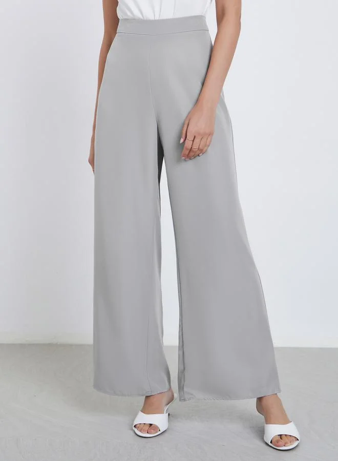 Styli Styli Grey Wide Leg Trousers