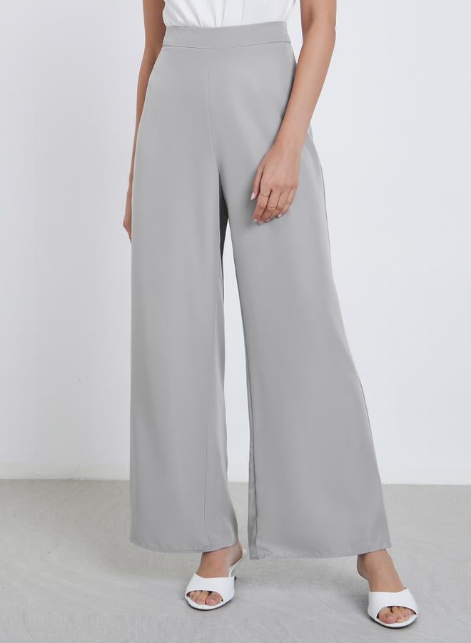 Styli Grey Wide Leg Trousers - Image 2