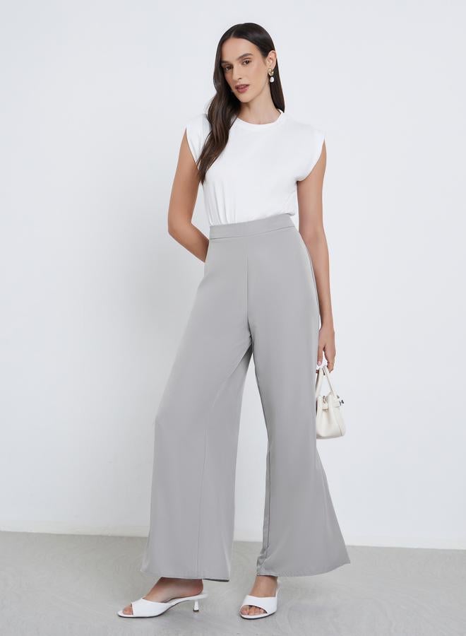 Styli Grey Wide Leg Trousers - Image 1