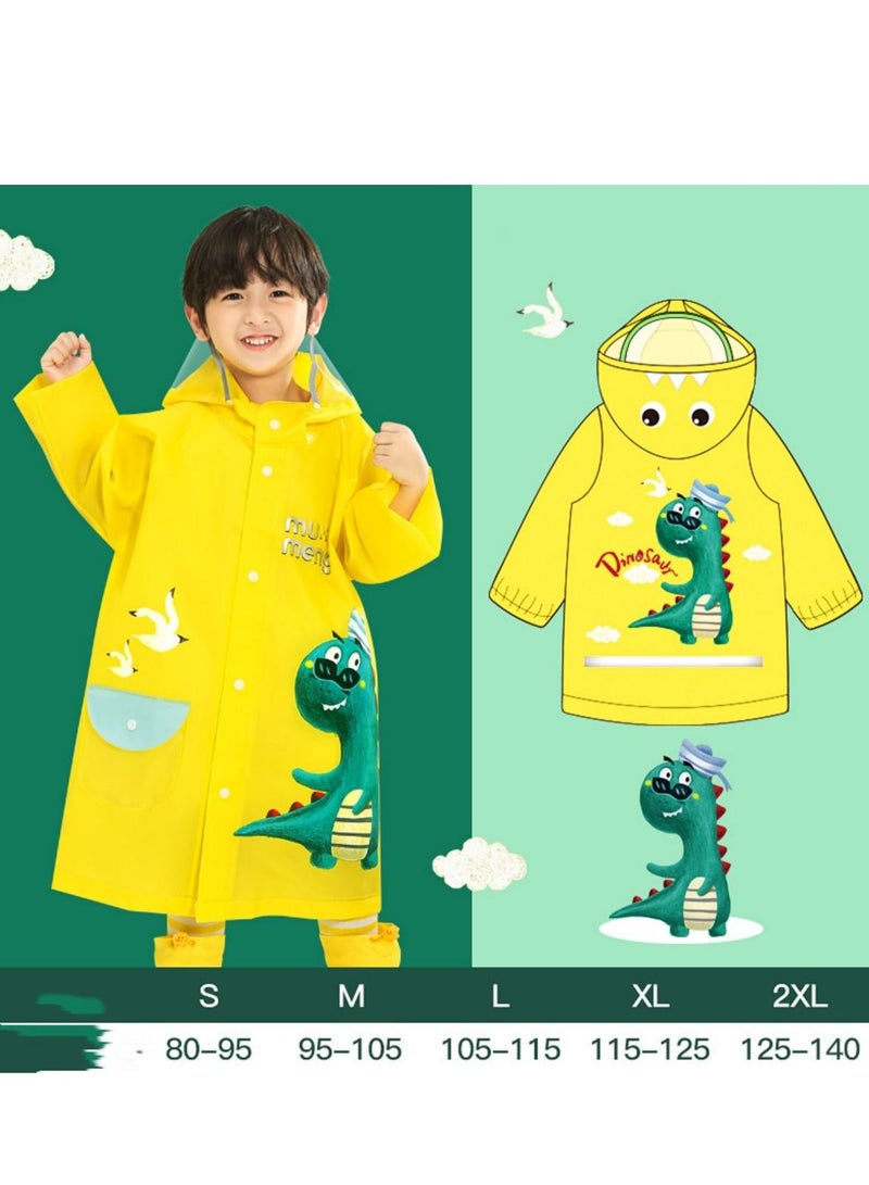 Children's Raincoat Waterproof Fashion Cartoon Schoolbag Bit Large Brim Transparent Poncho