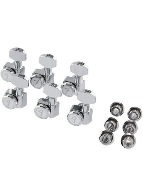 Fender Deluxe Locking Staggered Guitar Tuners LeftHanded Chrome