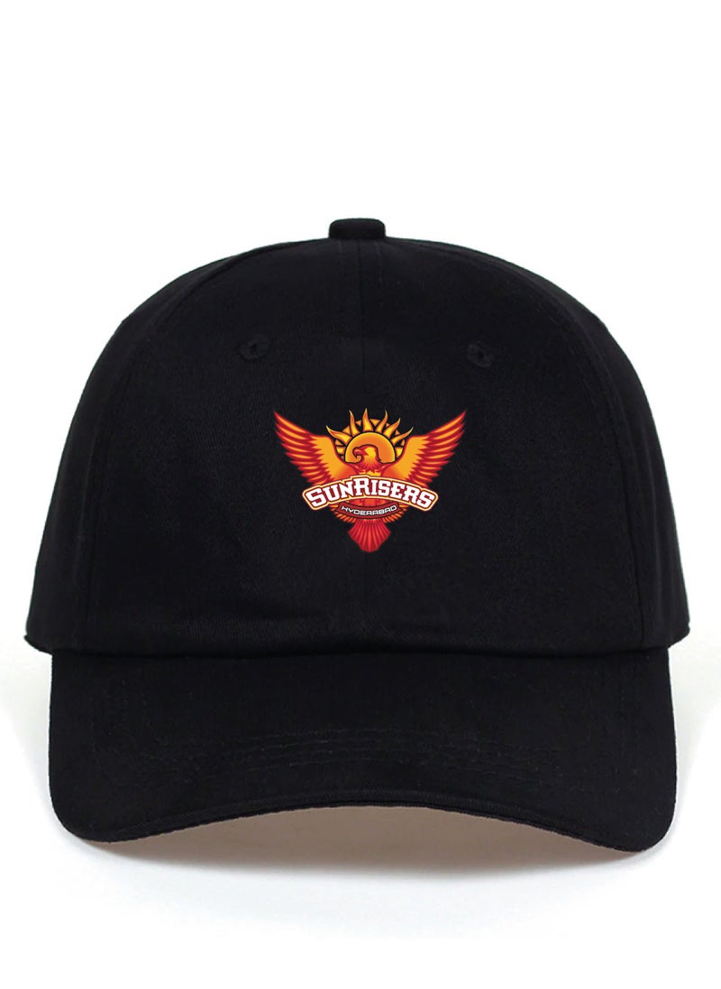 Generic - IPL SRH Logo Printed Caps for Cricket Fans (Hyderabad Sunrisers) (Black) - Image 1