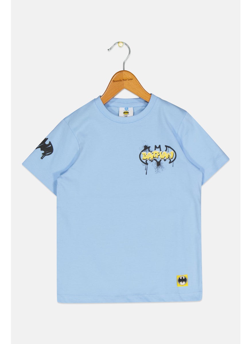 DC - Toddlers Boy Batman Logo T-Shirt, Sky Blue - Image 1