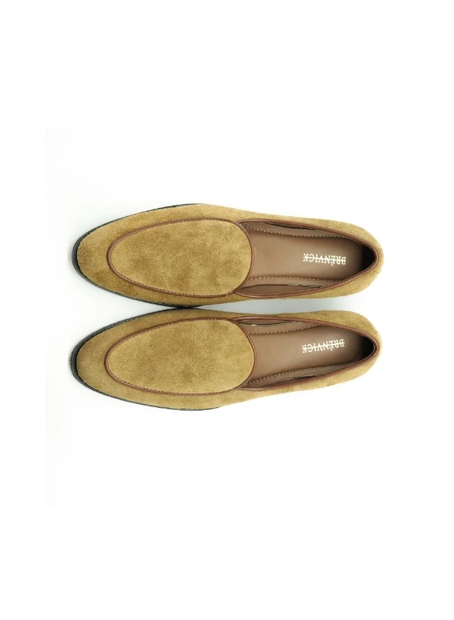 Brenvick 40 Brenvick Alberto Men's Tan Suede Cow Leather Loafers - Premium Slip-On Dress Shoes for Men | Best Price UAE