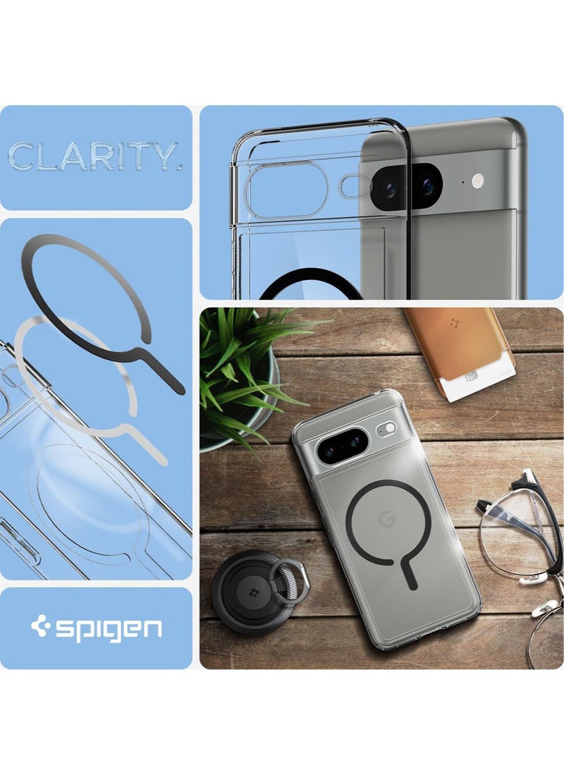 Spigen Ultra Hybrid Metal Ring MagFit Google Pixel 8 Case Cover One Tap Magsafe Compatible - Black  - Image 2