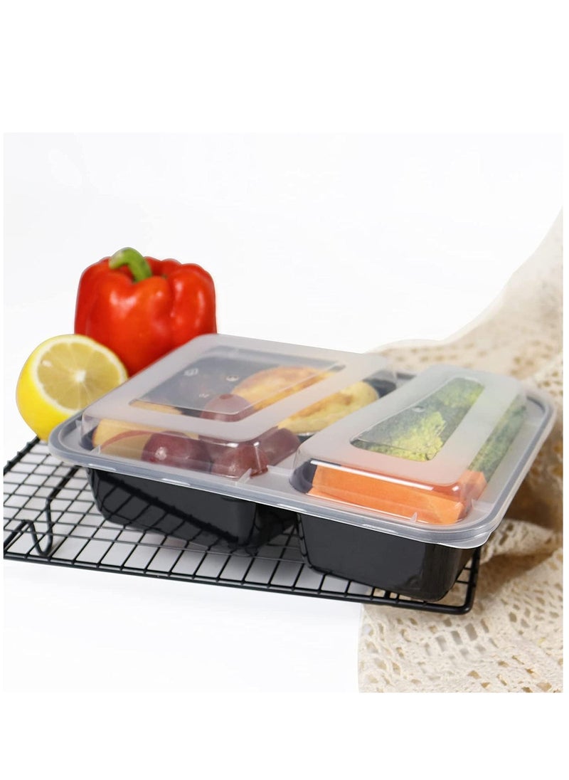 ماركة غير محددة - حاويات تحضير الوجبات بوزن 32oz [15 عبوة] 2 حجرة مع أغطية، حاويات تخزين الطعام، صندوق بينتو، خالية من البيسفينول A، قابلة للتكديس، آمنة للاستخدام في الميكروويف/غسالة الأطباق/الفريزر. - Image 1