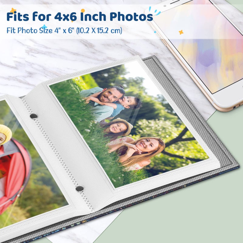 Fintie Fintie Photo Album 4x6 Photos - 52 Photos Small Mini Capacity Premium Vegan Leather Cover Photo Album  Portable Wallet Photo Album for Family Wedding Boys Girls  Starry Night - Image 2