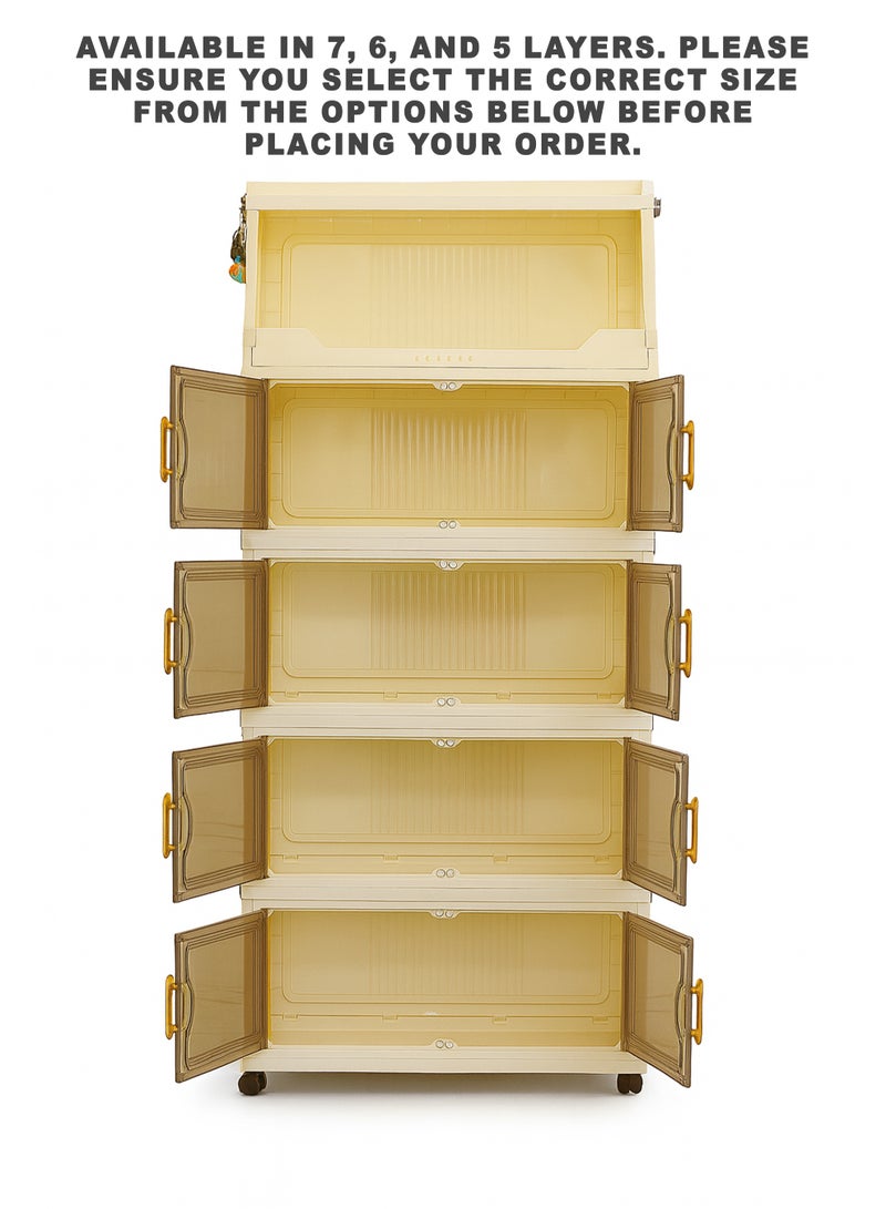 توشونكس خزانة تخزين مطبخ قابلة للطي متعددة الطبقات مزودة بعجلات - محمولة، موفرة للمساحة، سهلة التركيب، مناسبة للمنزل والمطبخ (خيارات 7/6/5 طبقات) - Image 5