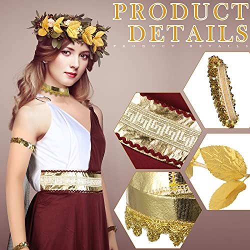 Haysandy 5 Pcs Greek Costume Womens Toga Costume Roman Women Adult with Roman Leaf Wreath Set for Halloween Carnival Party(XX-Large) - Image 3