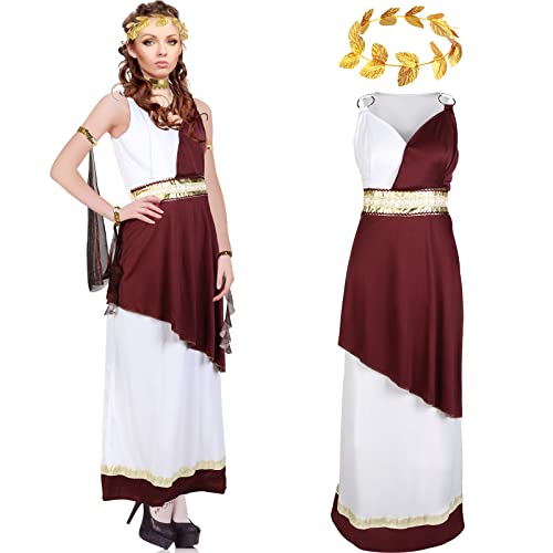 Haysandy 5 Pcs Greek Costume Womens Toga Costume Roman Women Adult with Roman Leaf Wreath Set for Halloween Carnival Party(XX-Large) - Image 1