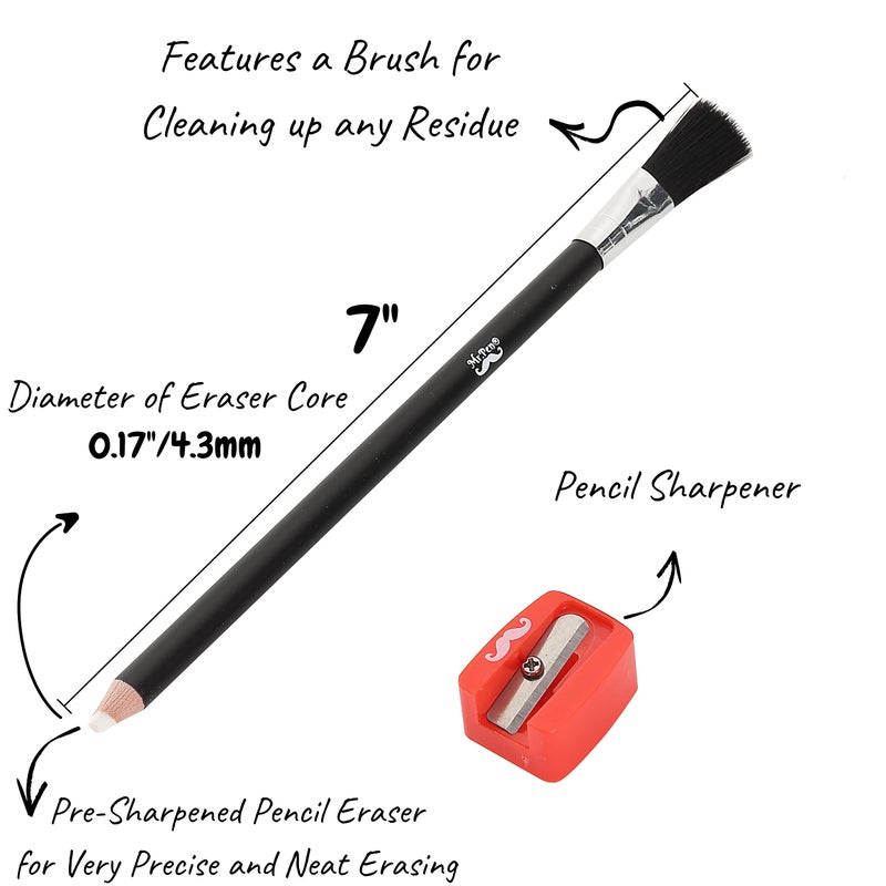 Mr. Pen- Eraser Pencil with Brush, 3 Pcs, 2 Eraser Pencils, 1 Sharpener, Artist & Drawing Set - Image 3