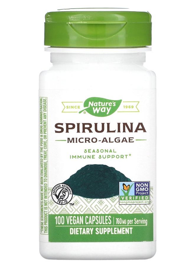 Nature's Spirulina MicroAlgae 380 mg 100 Vegan Capsules 