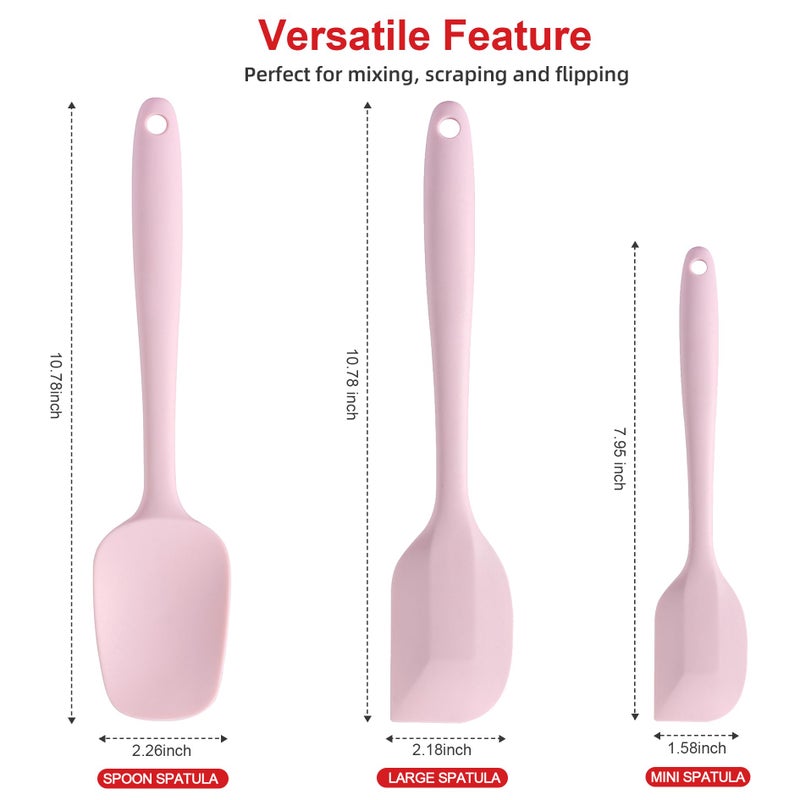 Cooptop Silicone Spatula Set - Rubber Spatula - 600Â°F Heat Resistant Baking Spoon & Spatulas (Pink) - Image 4