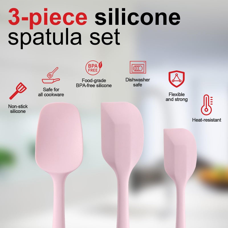 Cooptop Silicone Spatula Set - Rubber Spatula - 600Â°F Heat Resistant Baking Spoon & Spatulas (Pink) - Image 2