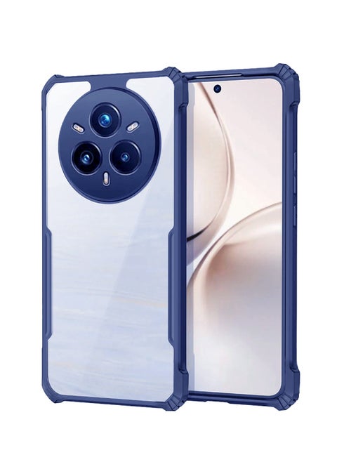 Realme 14 Pro+ / Plus 5G 2025 Hybrid TPU Silicone with Raised Armour Bumpers Slim Case Cover (MCAPSA) - Clear/Navy Blue